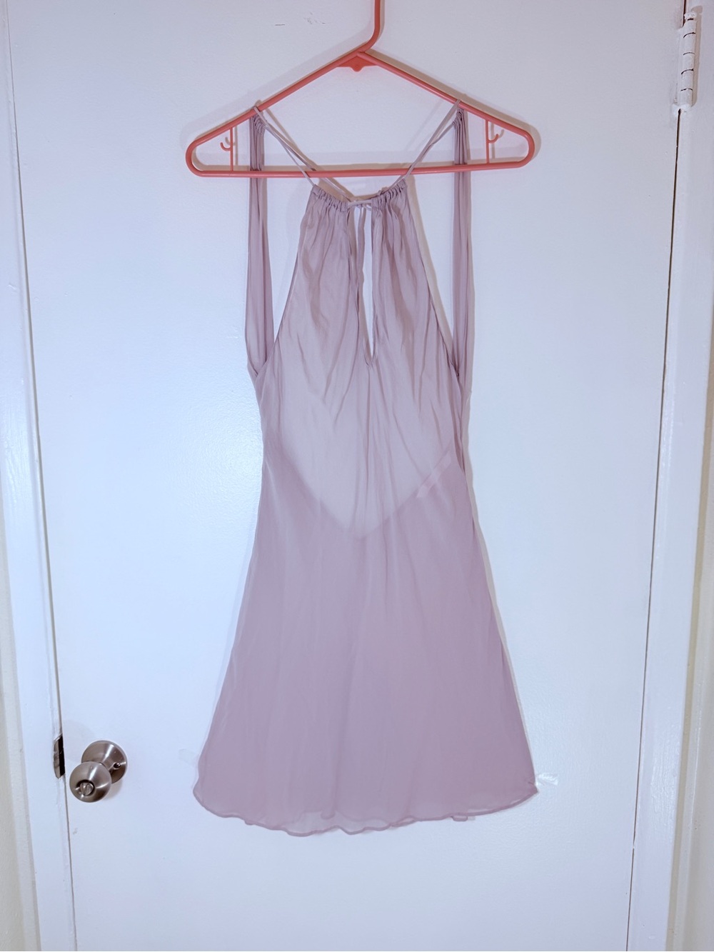 Victoria's Secret vintage 100% silk Sheer Mauve Halter Chemise